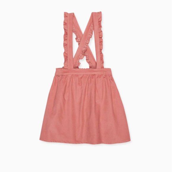 La Coqueta Kids Skirt with Pinafore Suspender Braces from England - dusty pink - Picture 1 of 6